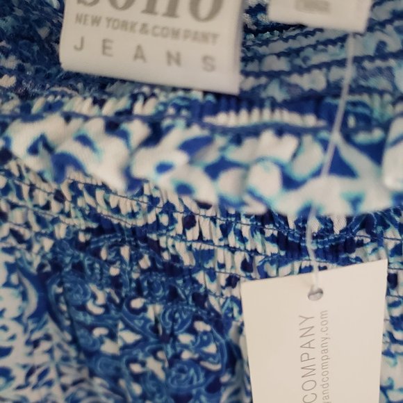 Blue and White Soho flowy bandeau top - Picture 4 of 6